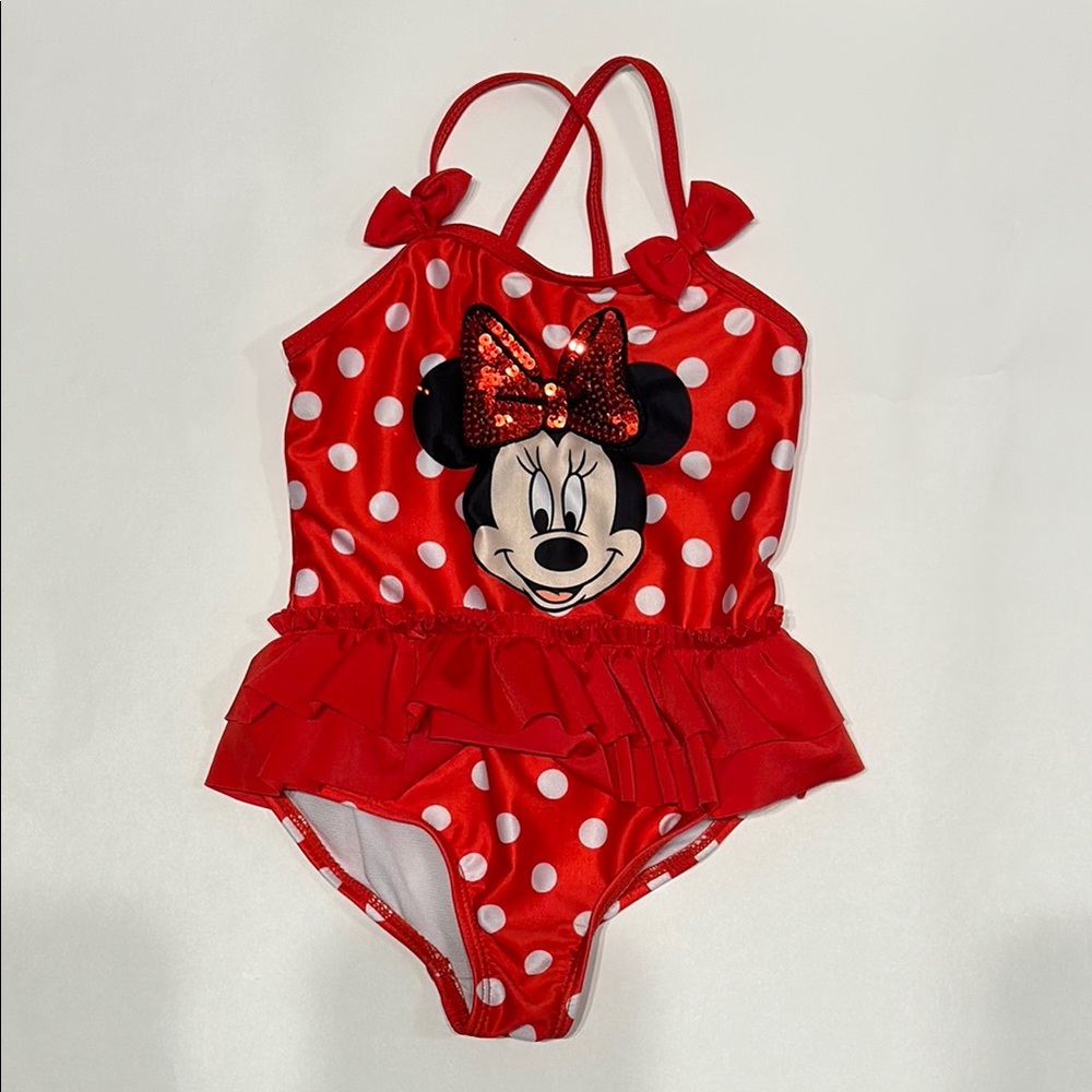 Disney Red White Polka Dot Minnie Mouse One-Piece Swimsuit